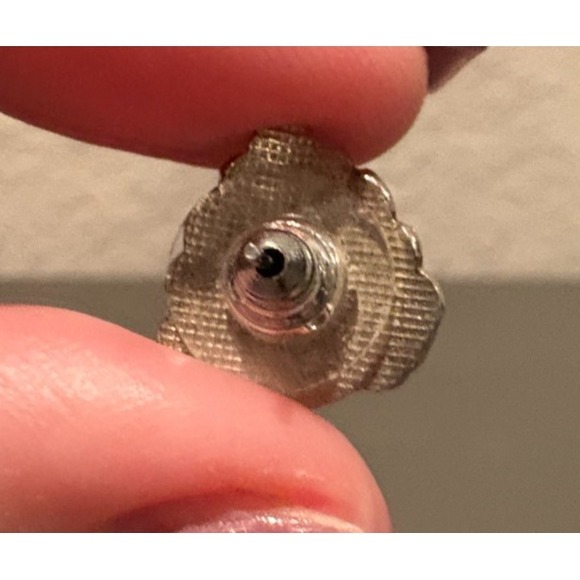 Vintage Cloisonné Peacock Bird Stud Earrings, 1/2 Inch, Used - Picture 5 of 6